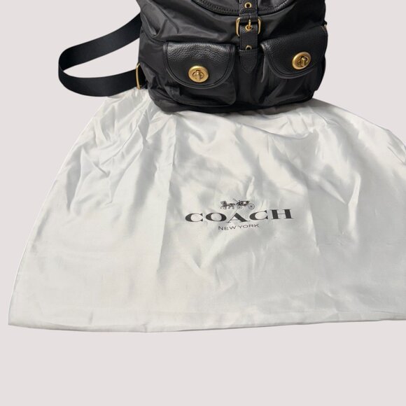 Coach Black Nylon Backpack / Vintage Rose Lining / Purse Protector Bag - Picture 11 of 12